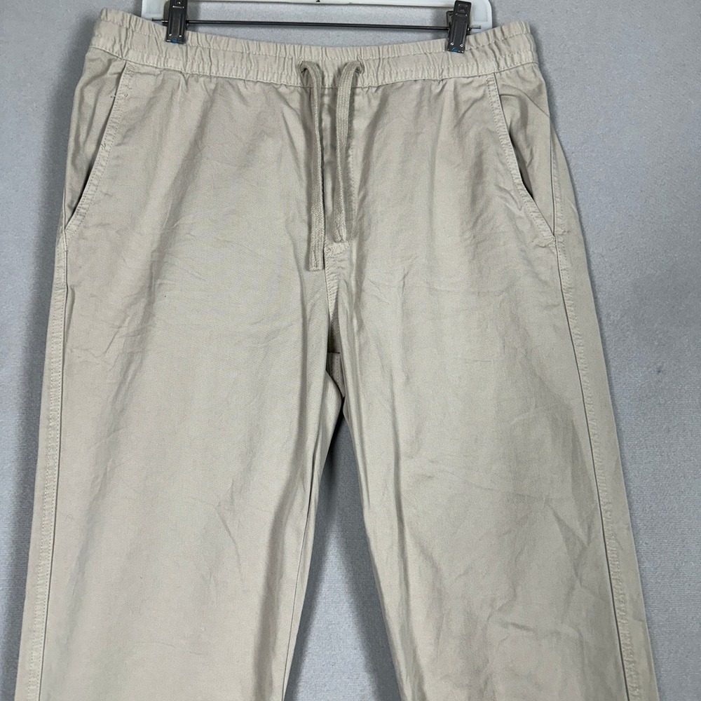 Zara Pants Mens Large DNWR Khaki Beige Casual Chino Straight Leg Elastic Waist - Picture 3 of 11